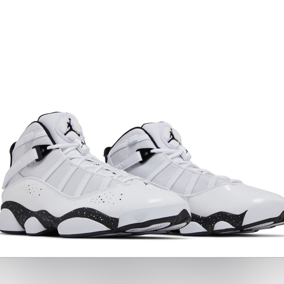 Jordan 6 Rings Basketball Shoes Mens White Black Speckle 322992-106 High Top main image 4